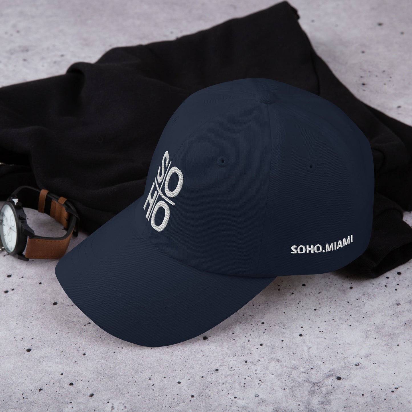 SOHO dad hat - blue w/ white thread