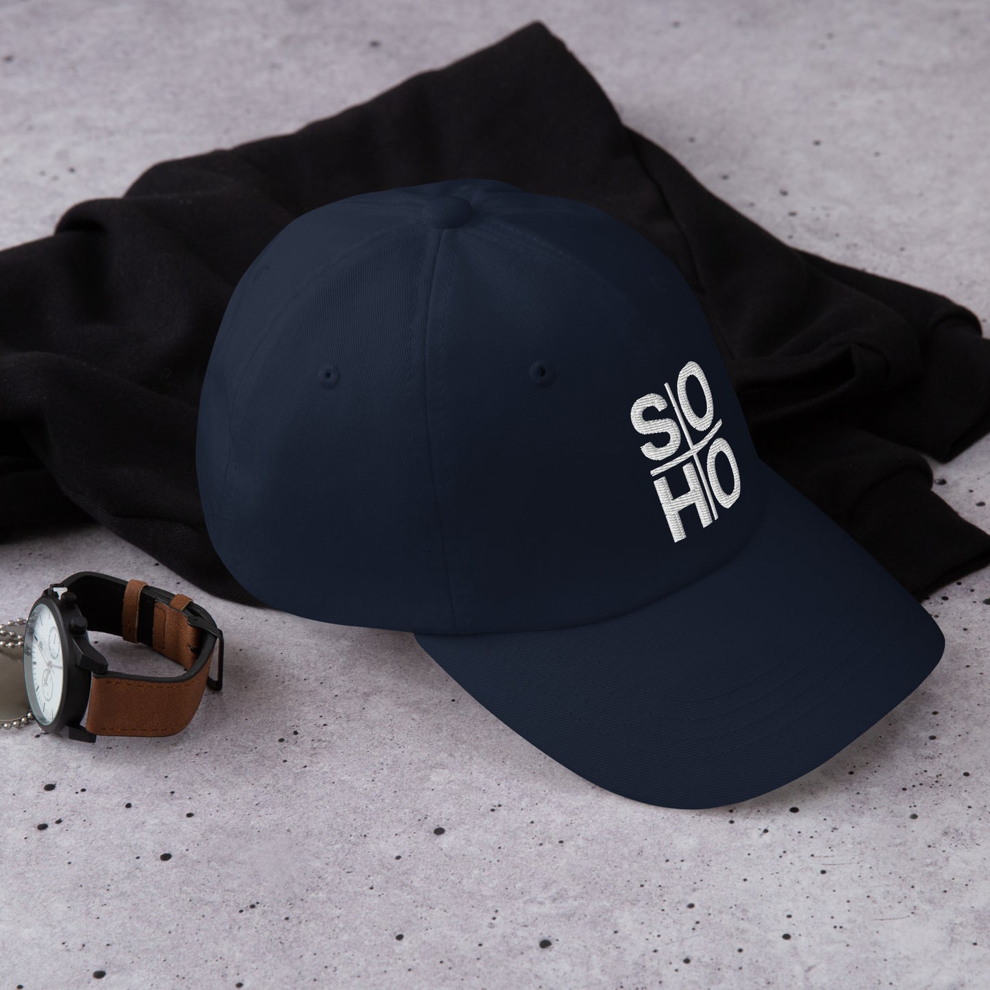 SOHO dad hat - blue w/ white thread